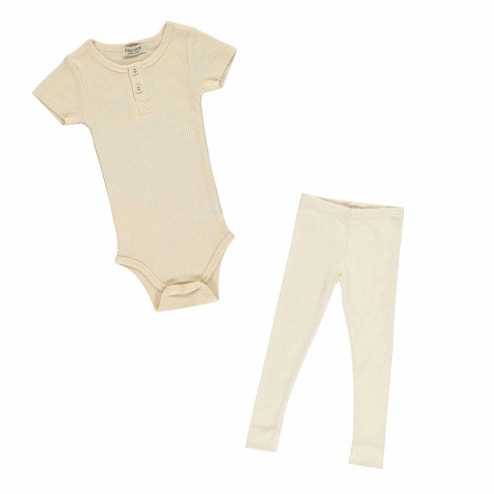 NEW MARMAR COPENHAGEN kid's short sleeve ribbed henley body set in off white